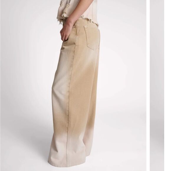 One Teaspoon Love Machines Mid Waist Super Wide Leg Denim Jeans - Butterscotch - Picture 2 of 11